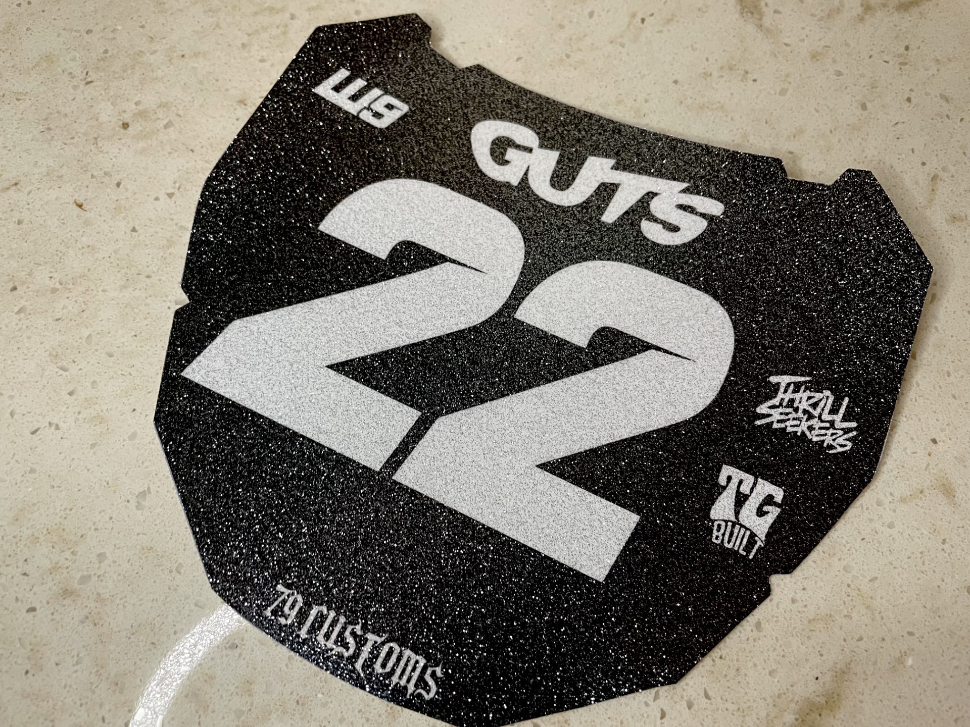 ODI number plate decal — black sparkle example